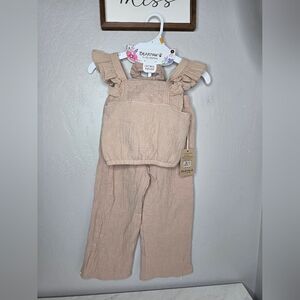 NEW BearPaw Kids Beige Two Piece with Ruffle Straps Cotton Size 4
